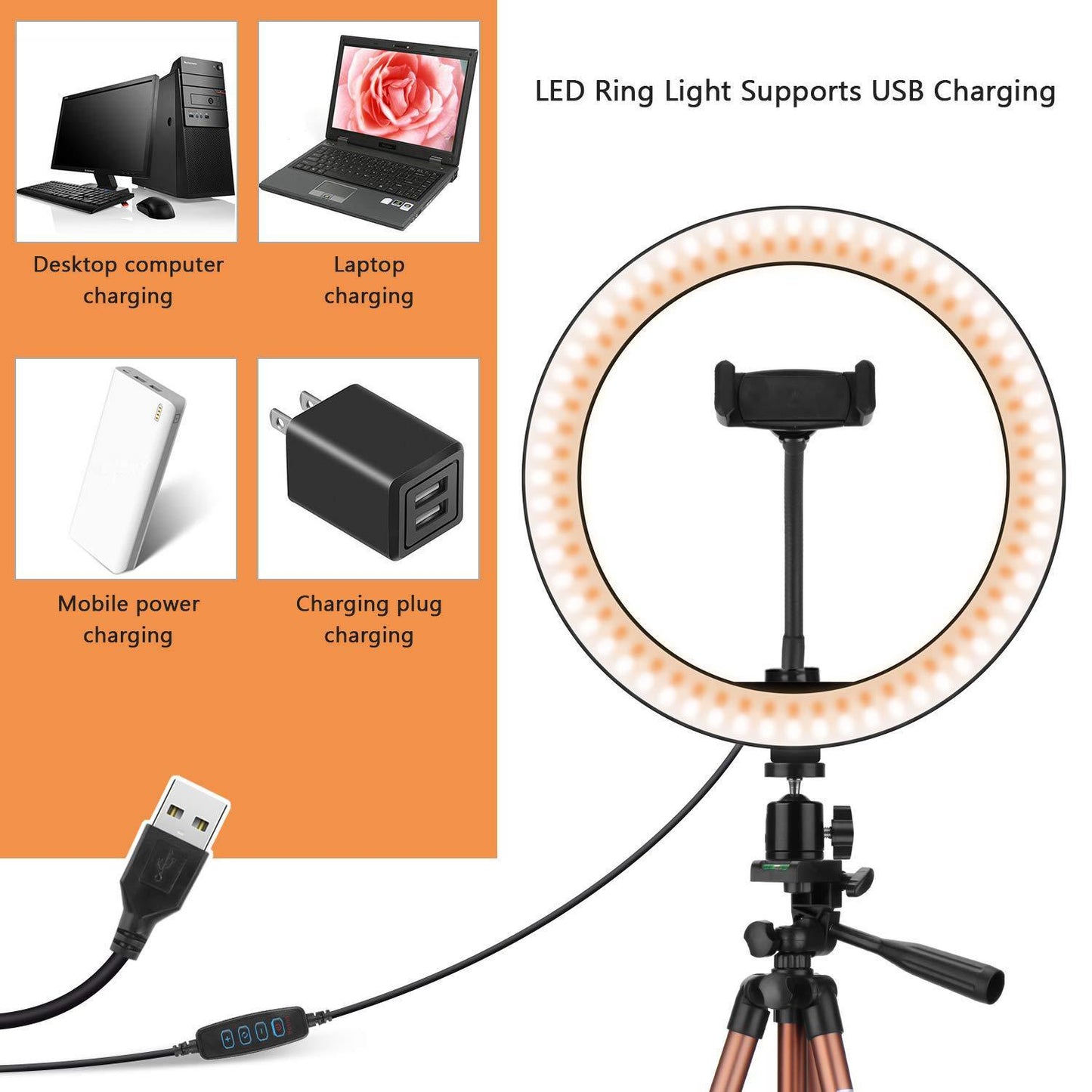 Compatible with Apple, Fill light desktop ring light tripod