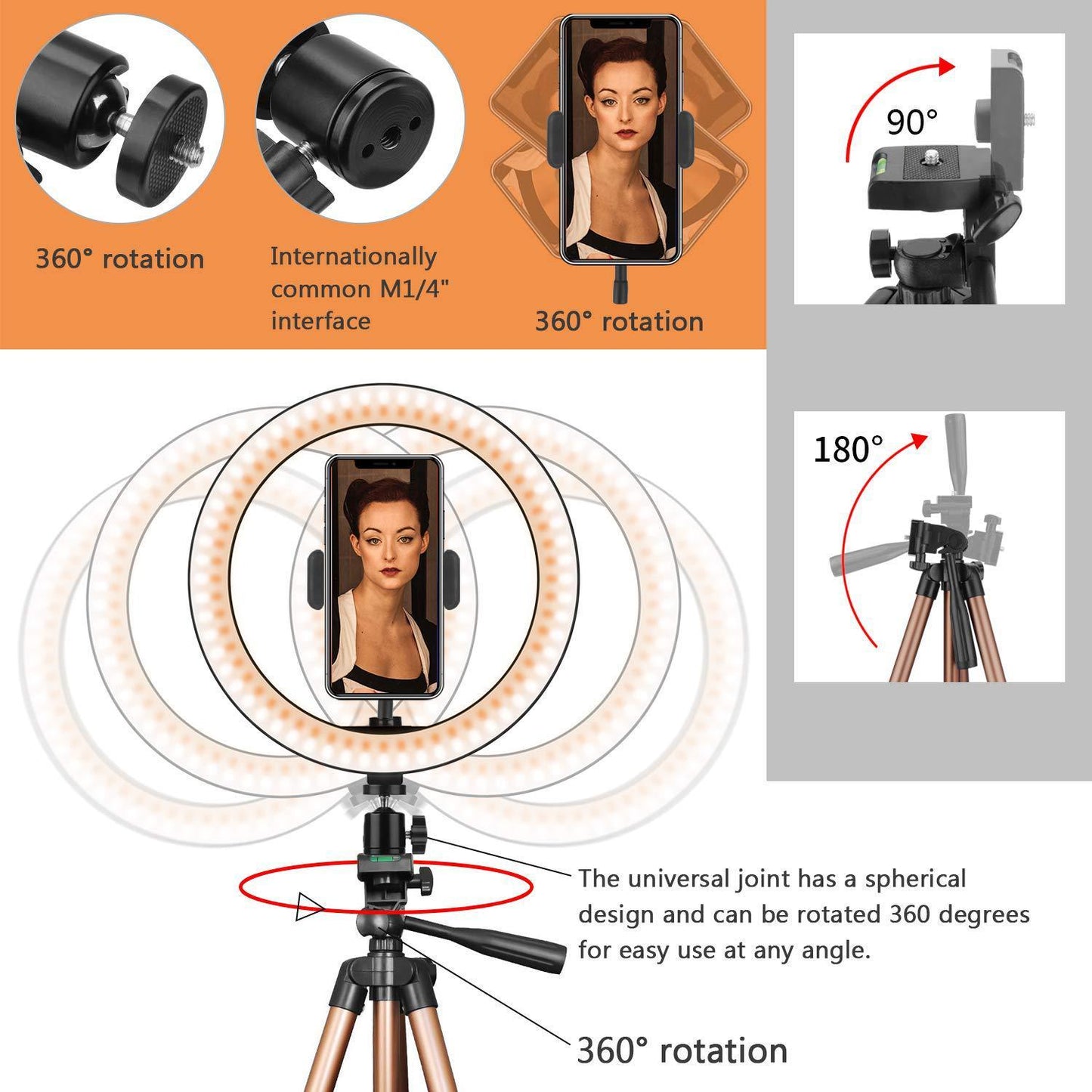 Compatible with Apple, Fill light desktop ring light tripod